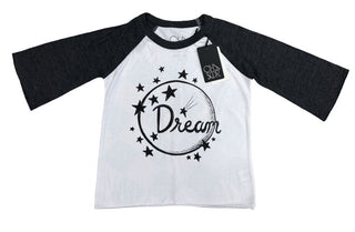 Chaser Charcoal and White Baseball Tee with Dream Graphics, 10 years