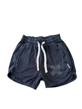 Nununu Black Shorts with Grey X and White Drawstring, 3-4 years