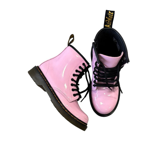 Dr. Martens baby pink gloss hig top boots, 1 big kid