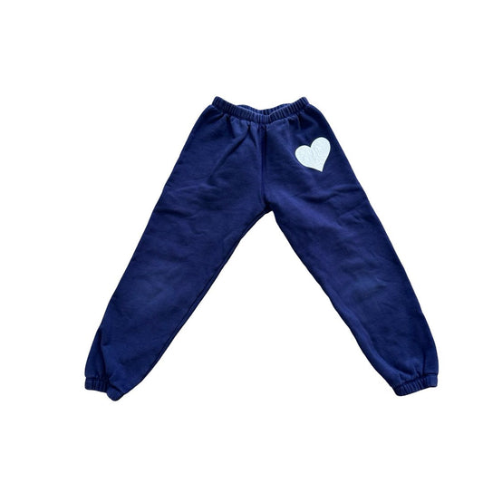 Katie J Navy sweatpants with white hearts, Small