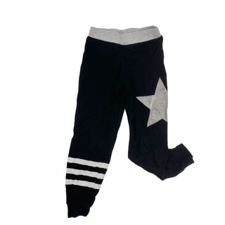 Flowers By Zoe Black Cotton Joggers with Grey Star and Stripes, medium