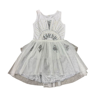 No Name White Tank Top Dress with Sequins and White Lace Overlay Skirt, 4-5 years