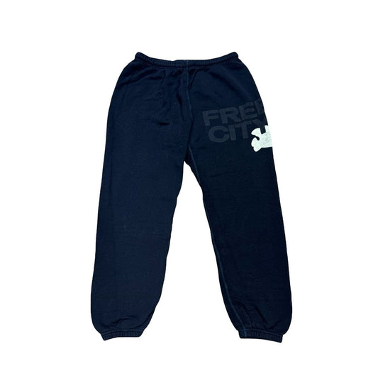 Free City Black Sweatpants with Logo, xs