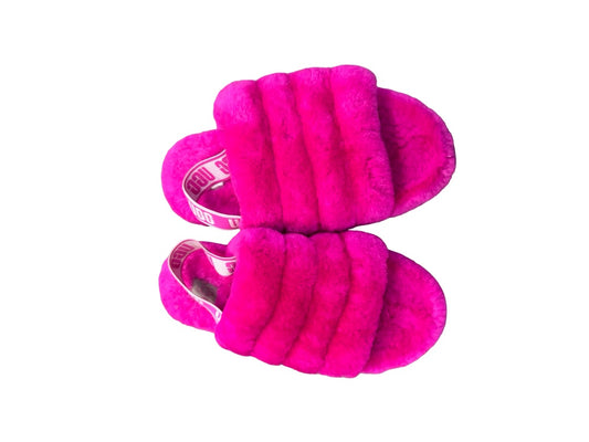 Ugg Hot pink Fluff Yeah slide slippers, 5 big kid
