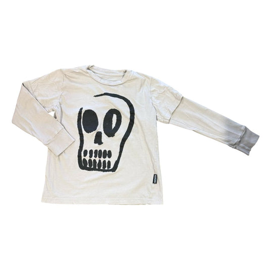 Nununu Taupe Tshirt/Long Sleeve Sleeve with Skull, 6-7 years
