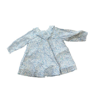 Jacadi Blue/white floral dress w/tights and headband, 6 months