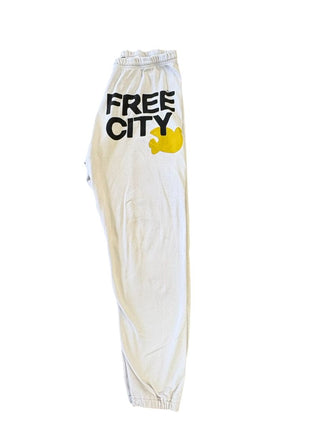 Free City White sweatpant with yellow bird, Large