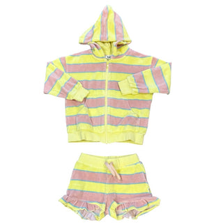 Molo Mel Ice Cream Stripe Terry Hoodie and Short Set, 6 years