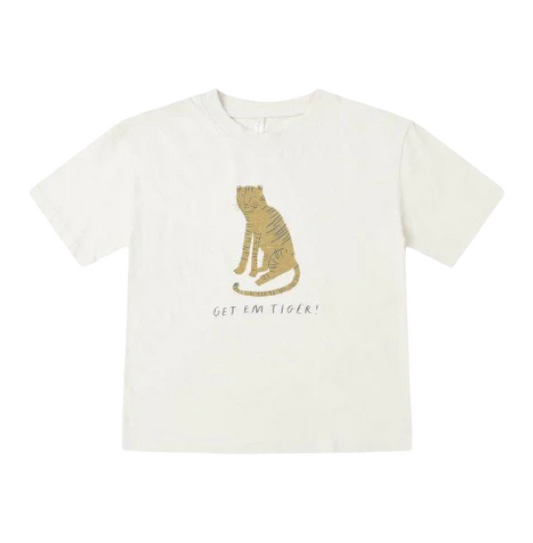 Rylee + Cru Natural Get 'Em Tiger Relaxed T-Shirt Brand New with Tags, 4-5 years