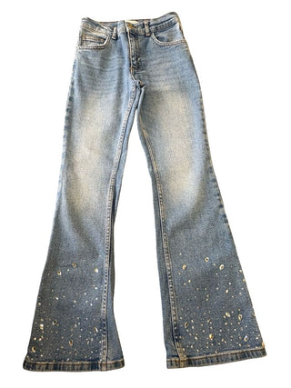 Zara Blue Jeans with Jewelled and Flared Legs, 11-12 years