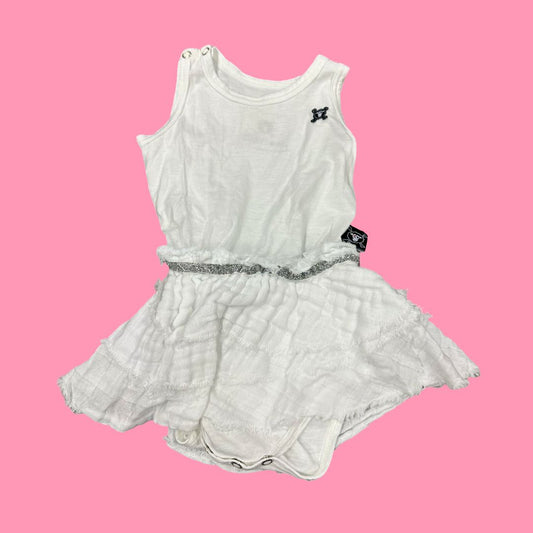 Nununu white dress, 6-9 months