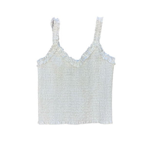 Katie J Shari Smocked White Cropped Tank Top, xl