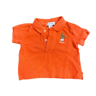 Ralph Lauren Orange Collared T-Shirt with Polo Bear, 3 month