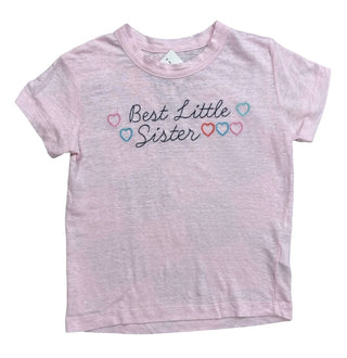 Chaser Pink Tee with Best Little Sister Embroidery, 6 years