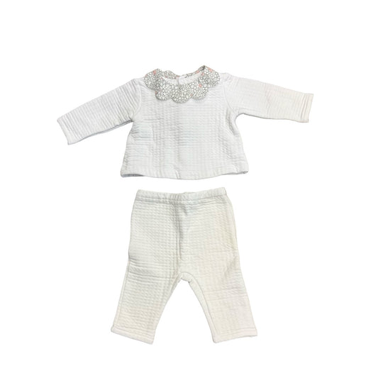 Jacadi White top/pant set, 12 months