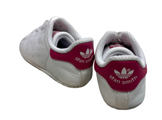 Adidas White and Hot Pink Stan Smith Sneakers, 2 little kid