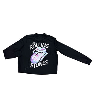 The Rolling Stones Black Cropped Crewneck with Rolling Stones Graphic, small