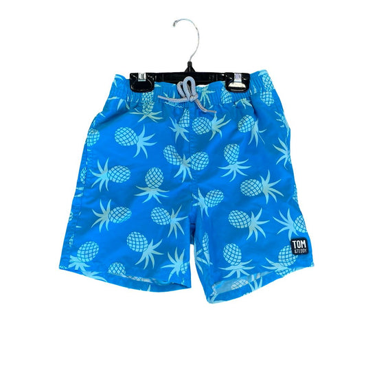 Tom & Teddy blue w/pineapple swim shorts, 7-8 years