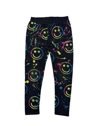 Chaser black rainbow splatter leggings, 6 years