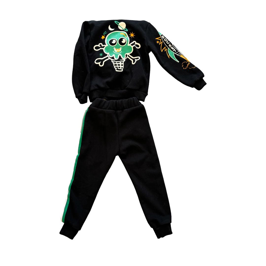 Lola & The Boys Black Space Rocket Sweat Set, 4 years