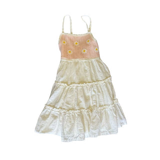 Haute Hippie White Dress with Knit Daisies and few small spots, 6 years