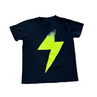 Nununu Black T-Shirt with Neon Lightning Bolt, 6-7 years