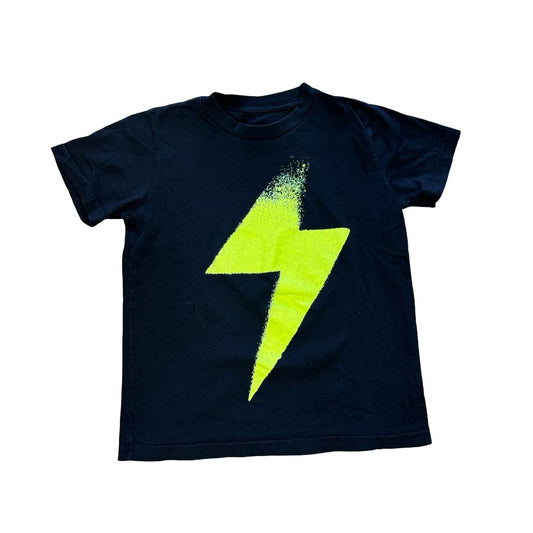 Nununu Black T-Shirt with Neon Lightning Bolt, 6-7 years