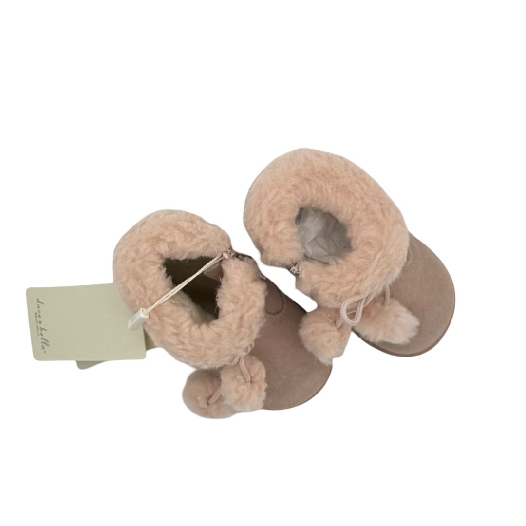 Dave & Bella Pink Sued with Faux Fur Lining and Cuff and Pink Ties Boots with Zipper, eu 20 little kid