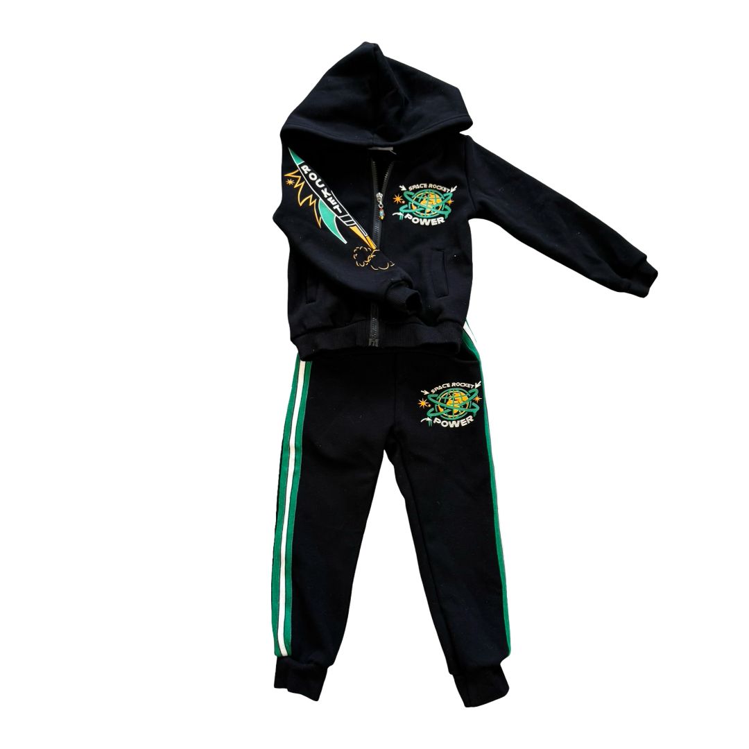 Lola & The Boys Black Space Rocket Sweat Set, 4 years