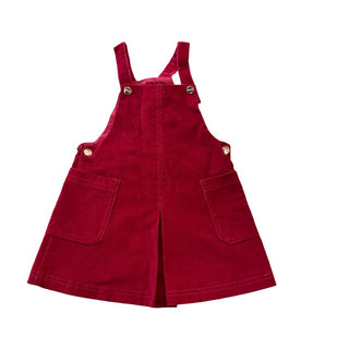 Jacadi Red Velvet Overall Dress, 3 years