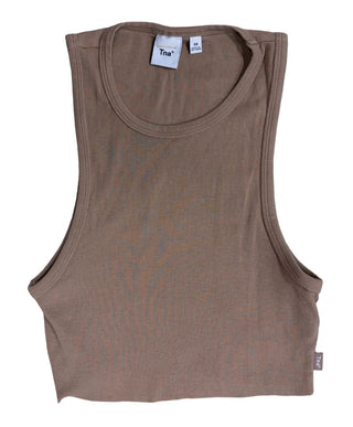 Tna Brown Cropped Ribbed Tank, XS
