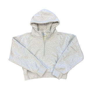 Tna Light Grey Sweatfleece Cozy Fleece Quarter Zip Cropped Sweatshirt, xs