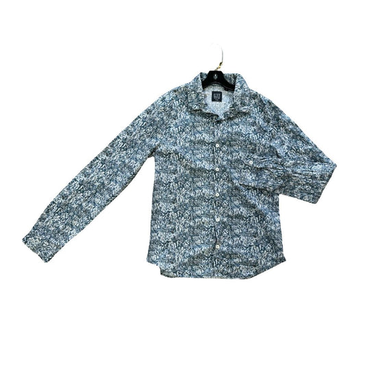 Ikks Blue and gray floral print button down, XS