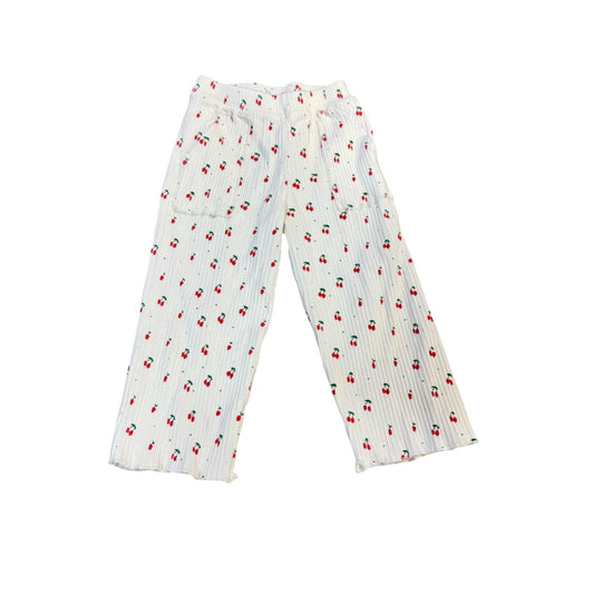 Zara White w/cherries wide leg pants, 2-3 years