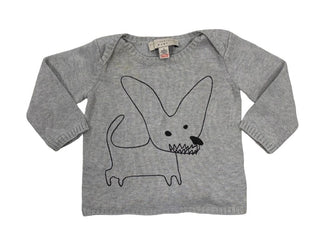 Stella McCartney Grey Knit Sweater with Chompy Dog Embroidery, 6 months