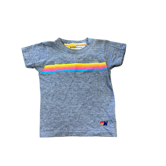 Aviator Nation Grey rainbow strip tshirt, 2 years