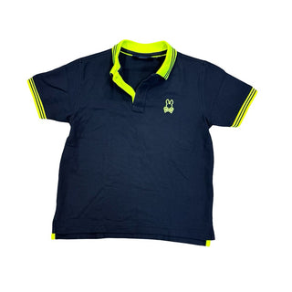 Psycho Bunny Black and Neon Yellow Collared T-Shirt, medium