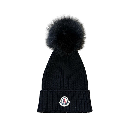 Moncler Black Knit Hat with Pompom, medium