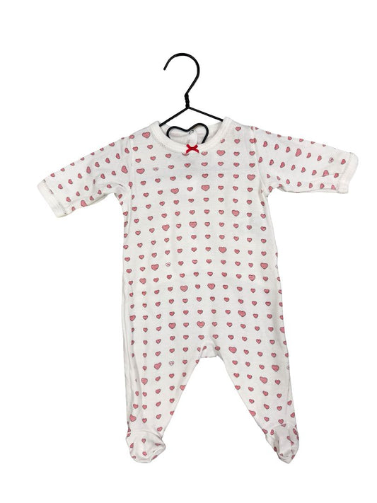Petit Bateau Pink heart sleeper, 1 month