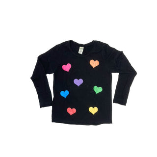 Kavio Black Long Sleeve Shirt with Colourful Hearts, 6 years
