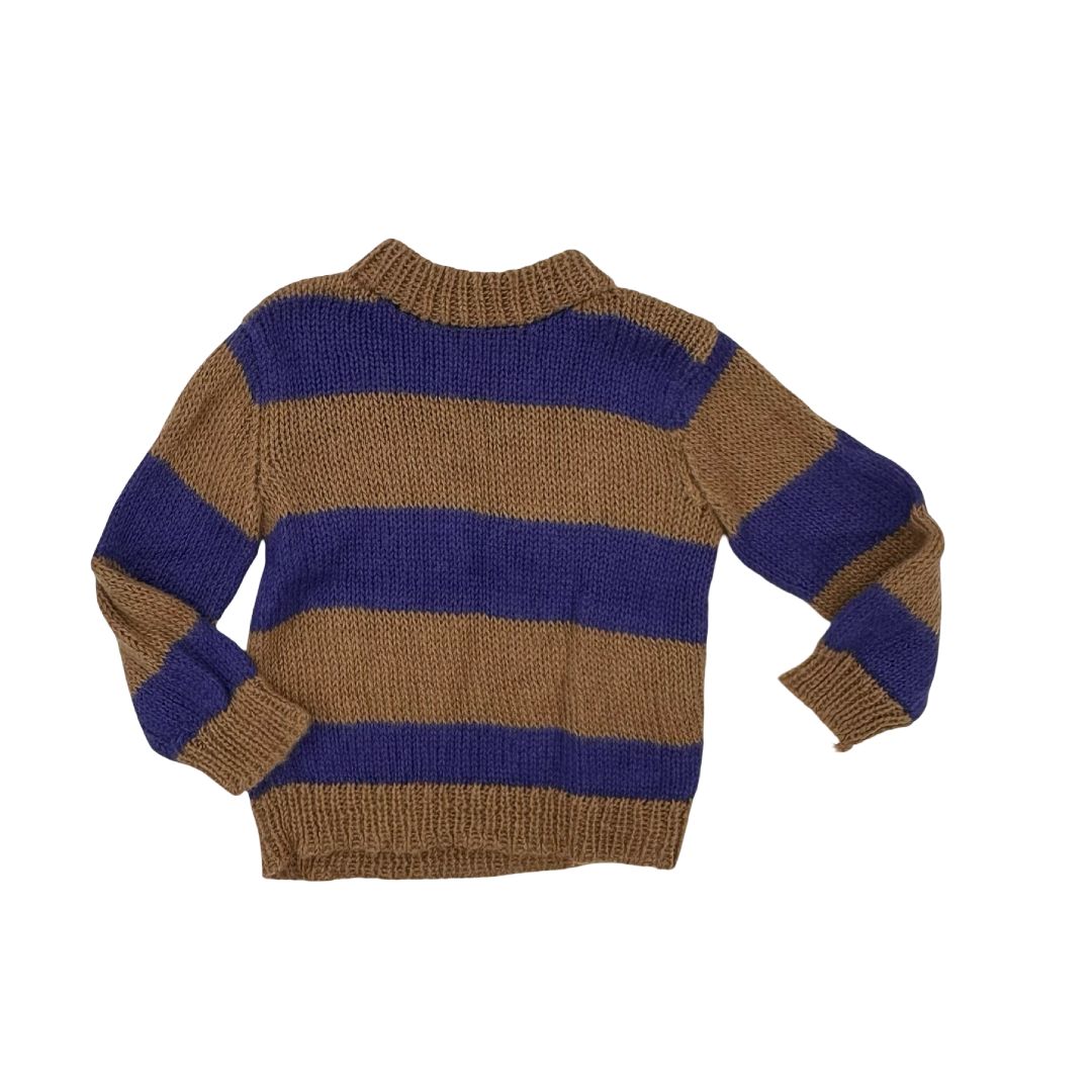 Oeuf brown/blue strip sweater, 5-6 years