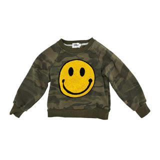 Lola & The Boys camo crewneck w/smile face, 2 years