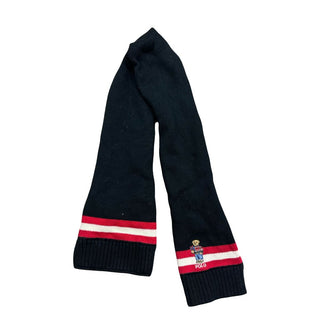 Ralph Lauren Black Scarf with Polo Bear, o/s