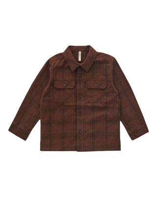 Rylee + Cru Brown Plaid Pocketed Corduroy Long Sleeve Shirt Brand New with Tags, 4-5 years