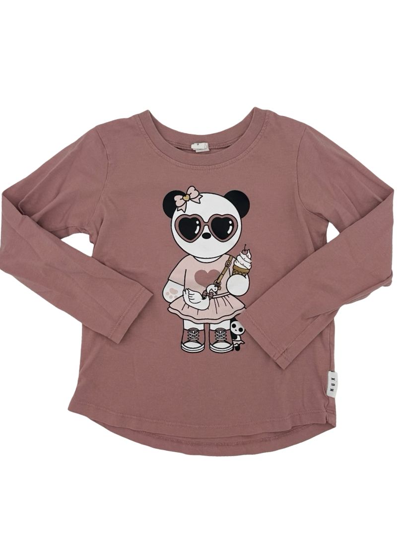 Hux pink panda bear long sleeve, 5 years