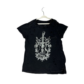 Lucky Brand Black Nashville T-Shirt with Rips, small