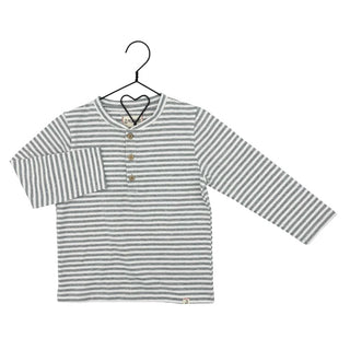 Me & Henry White and Grey Striped Long Sleeve Quarter Buttons New with Tags, 3-4 years