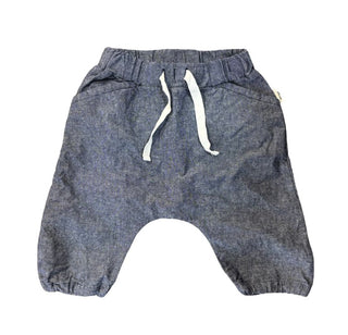 Greige Blue Chambray Drawstring Pants, 3-6 months