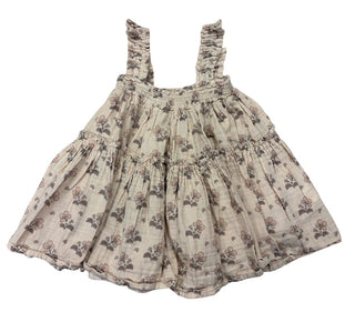 Rylee + Cru Cream and Floral Pattern Smocked Strap Dress, 2-3 years