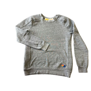 Aviator Nation Grey Crewneck with Ribbed Shoulder and Side Panel Details, xs